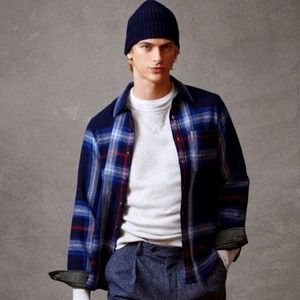TODD SNYDER BLUE PLAID WOOL GUIDE SHIRT-JACKET